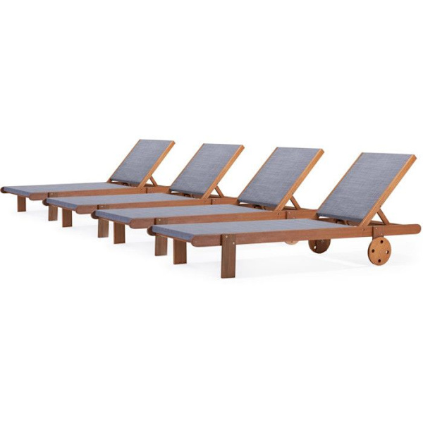 "Saigon" Exotic Wood Solstol - Lönn - Grå - Set om 4 Grå