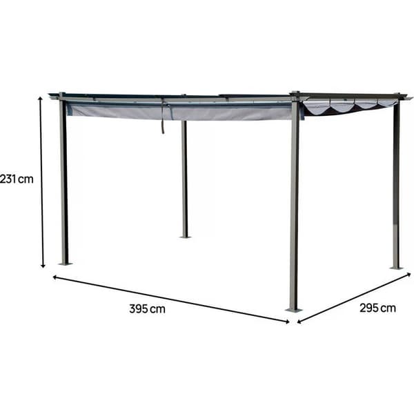 Metallpergola med infällbart tak - 3 x 4 m - Grafitgrå antracit