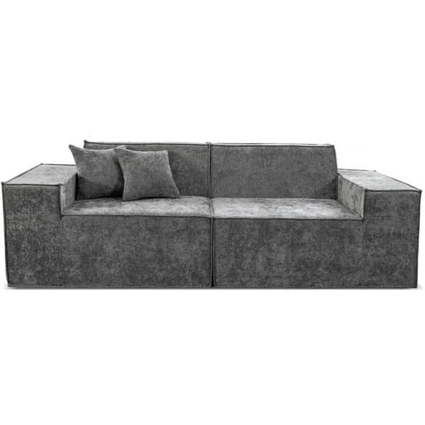 Modulär rak soffa med ottoman i texturerat tyg "Lusso" - 3 platser - Grå Grå