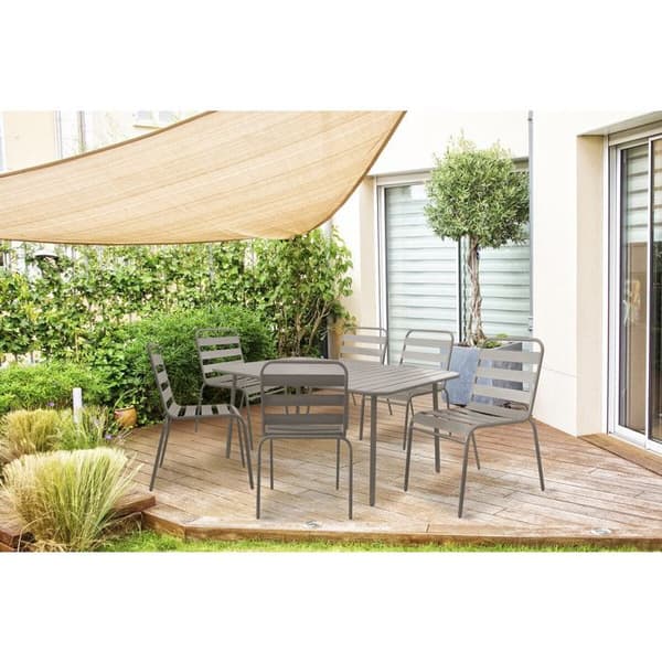Have- og stole i metal "Bilbao" - 6 pladser - Taupe Mol