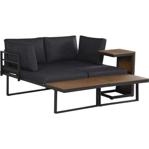 Havemøbler modulær hjørnesofa i trælook "Sylva" - 4 pladser - Grå Grå