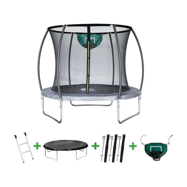 Trampolin prestige "hopper" 2,44 m og basketballkurv Grå