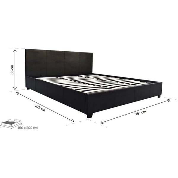Dobbelt seng med opbevaring "Carla" - 160 x 200 cm - Sort svart