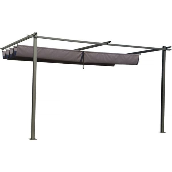 Metallpergola med infällbart tak - 3 x 4 m - Antracitgrå Grå