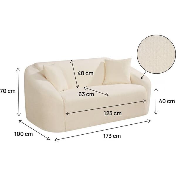 Fast rak soffa i tyg "Ondine" - 2 platser - Beige beige