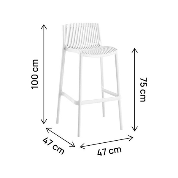 Set med 2 stapelbara plastbarstolar "Néora" - Vit