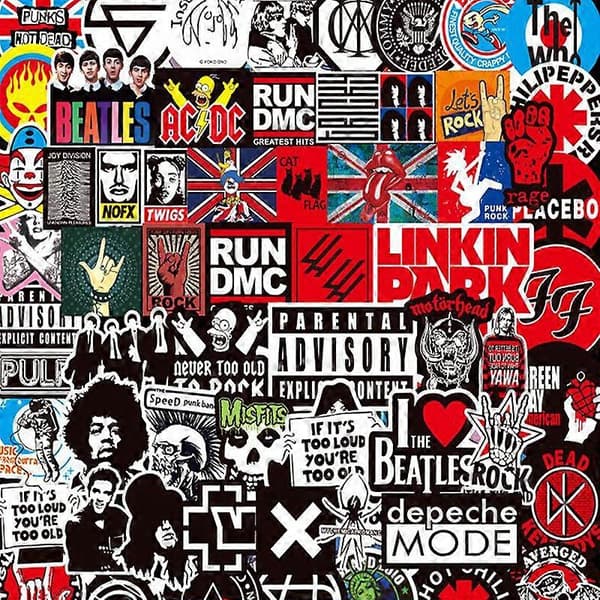 100 st. Rock Graffiti Klistermärken Skateboard Laptop Bagage Gitarr