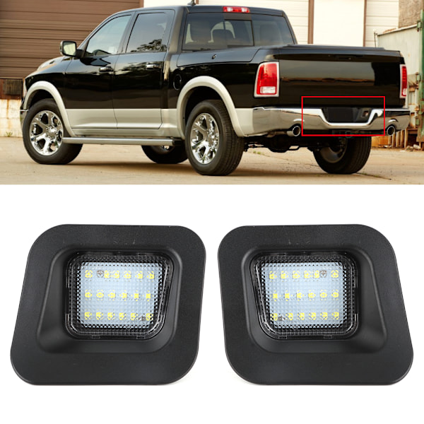 2 stk. LED nummerpladelys til bil, passer til Dodge Ram 1500 2500 3500 2003-2018
