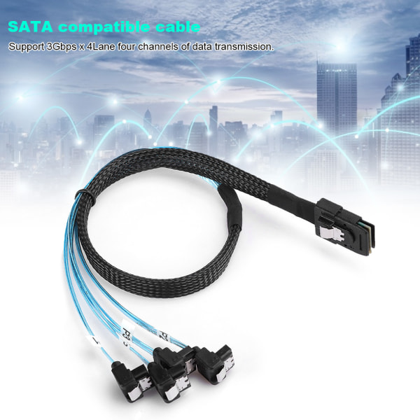 Harddisk Kabel Computer Tilbehør Server Kabel Mini SAS 36-Pin TIL 4SATA 90° 0,5-Meter0,5meter