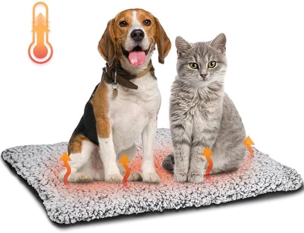 Self-heating pet mat, small heating blanket, constant temperature, waterproof cat bed, dog heating pad (grey)
