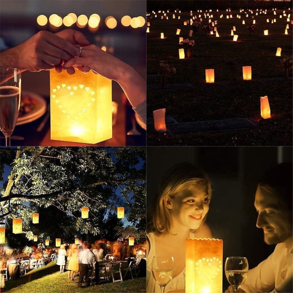 Flammesikre hvide lyspose lanterner - 20 stykker til bryllups- og fødselsdagsdekoration