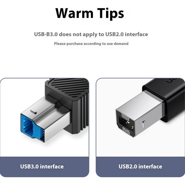 2 stk. USB 3.0 B han til C hun adapter, USB3.0 printeradapter printerstik til printere, scannere, harddiske