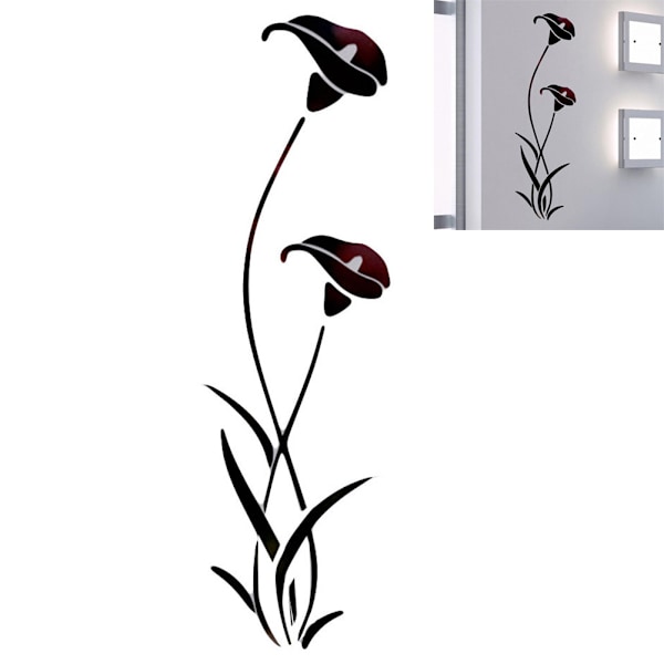 Flower Mirror Wall Sticker Removable Mirror Sticker Modern Wall Sticker Home Decoration