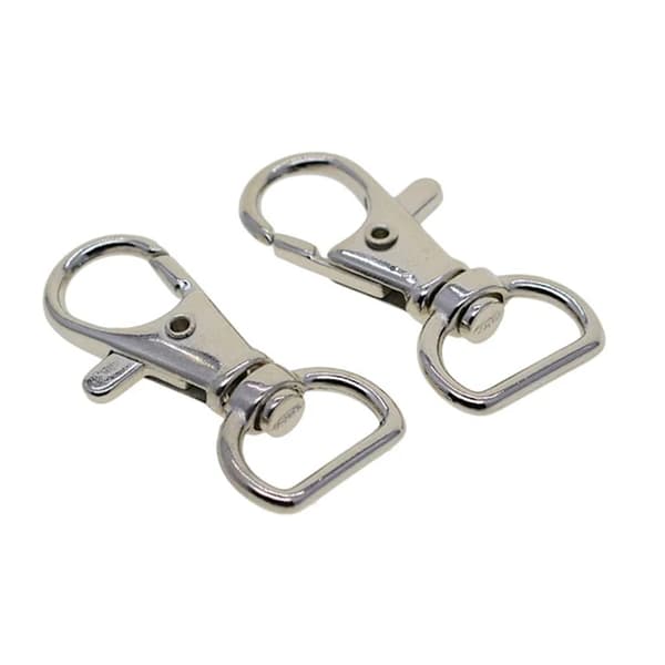 Roterende halvsirkelformede ringer med karabinkroker, 10-pakning, sølv, 2 cm