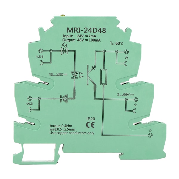 MRI-24D48 DC Fotoelektrisk Kopplare Isolerande PLC Relämodul Ingång 24VDC Utgång 3-48VDC