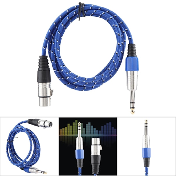 6,35 mm Skærmet Bil Audio Linje Modificeret Interconnect Kabel 1,8 m (Blå)