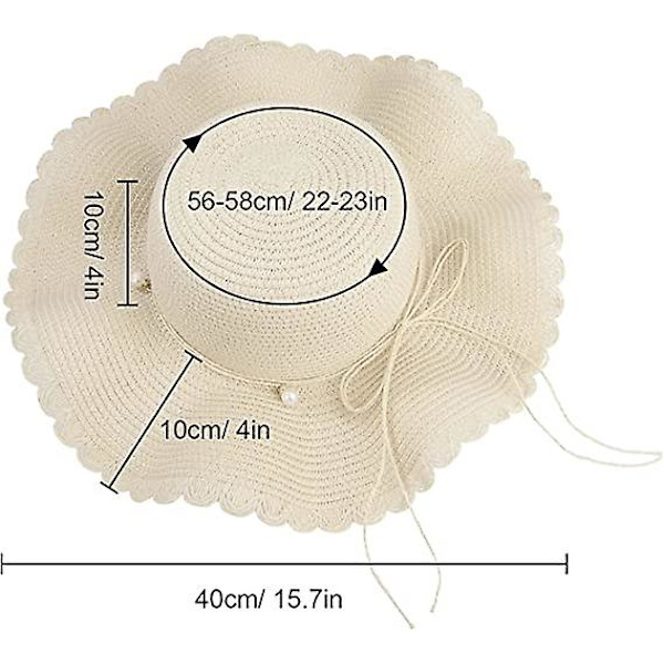 Foldbar solhat til kvinder UV-beskyttelse sommer strandhat Beige