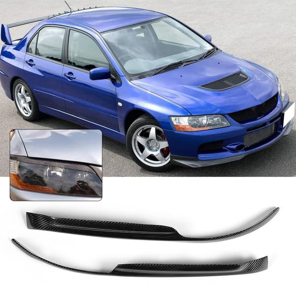 Kolfiber Huvudljusbryn Dekor Trim Sticker Passar för Mitsubishi EVO7-9 03-07