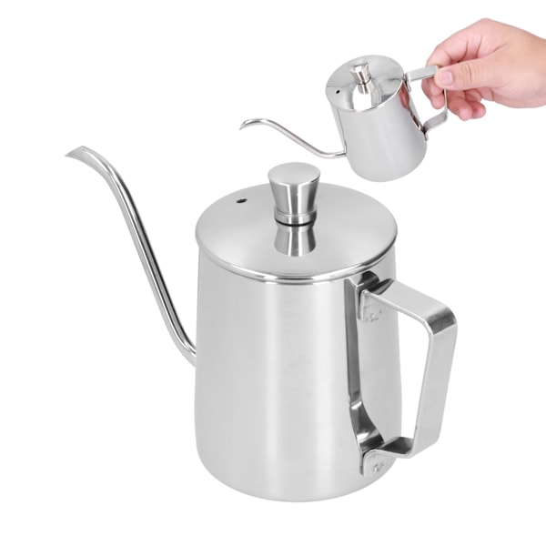 350ml PTFE Kaffekanna med Lock 304 Rostfritt Stål Häll Över Kaffekanna för Hemmakontor Rostfri Färg