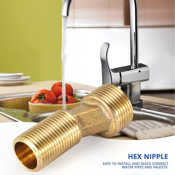Hex Nippel 3/4\" x 1/2\" Npt Messing Rørfitting Vandrørs Tilslutningstilbehør