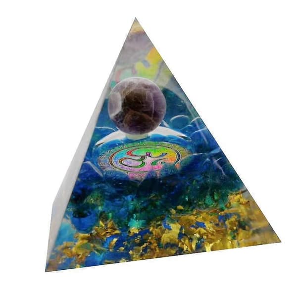 Blå grus harpiks personlig stenpyramidepynt håndværk, 1 stk, 60*60 mm