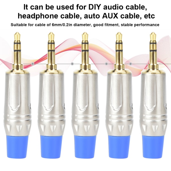 5PCS 3,5 mm metallkontakt lydkabeladapter sveisehodekontakt DIY stereokontakt