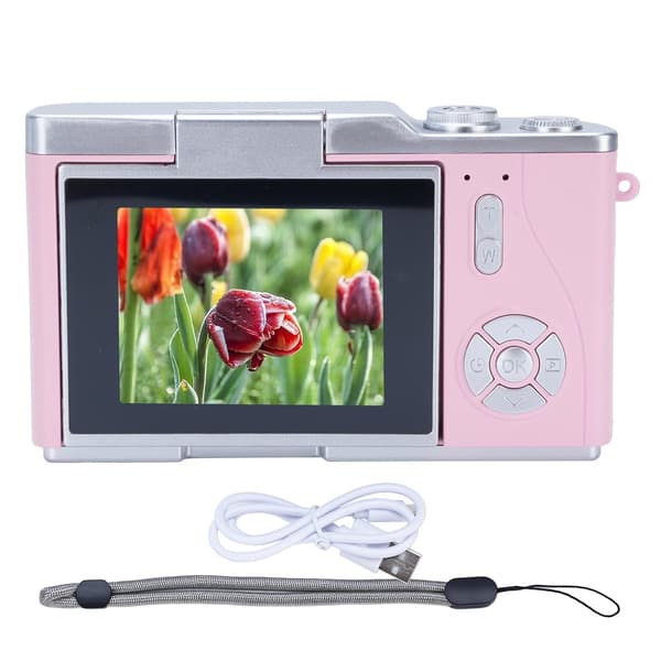 This high-resolution digital camera features a 2.4-inch high-definition rotatable screen and a built-in LED fill light, making it suitable for teenagers. White
