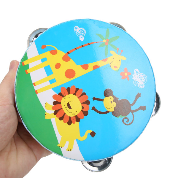 Barn Handtrumma Handhållen tamburin tecknat mönster Musikaliskt pedagogiskt instrumenttillbehör Giraff
