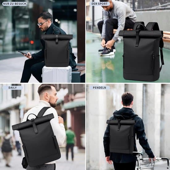 Roll-Top Backpack - Unisex Backpack - Travel Bag - Laptop Backpack - Waterproof Travel Backpack - School Backpack - Work Travel Backpack - Nylon