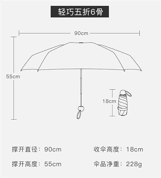 Mini Umbrella: Dual-Function Umbrella for Sun and Rain, Offering Sun Protection and UV Defense