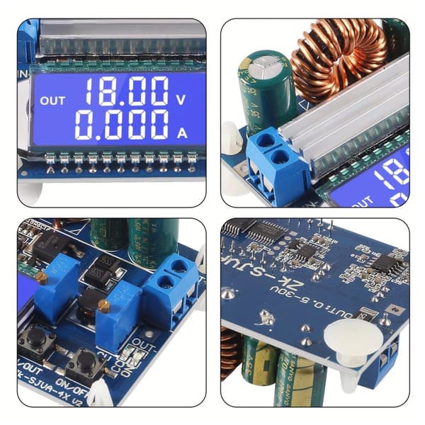 Buck-Boost strömförsörjningsmodulkort: Konstant spänning/konstant ström, LCD digital display, voltmeter, ammeter, justerbar Buck/Boost