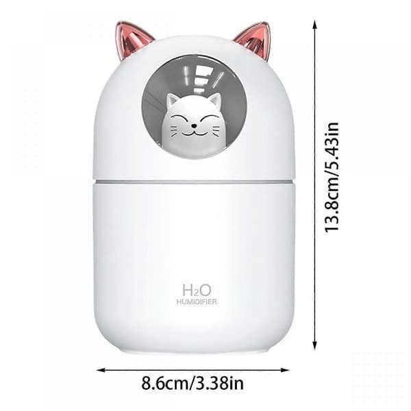 Hvit Mini Bordluftfukter - 300 ml Søt Kattefukter