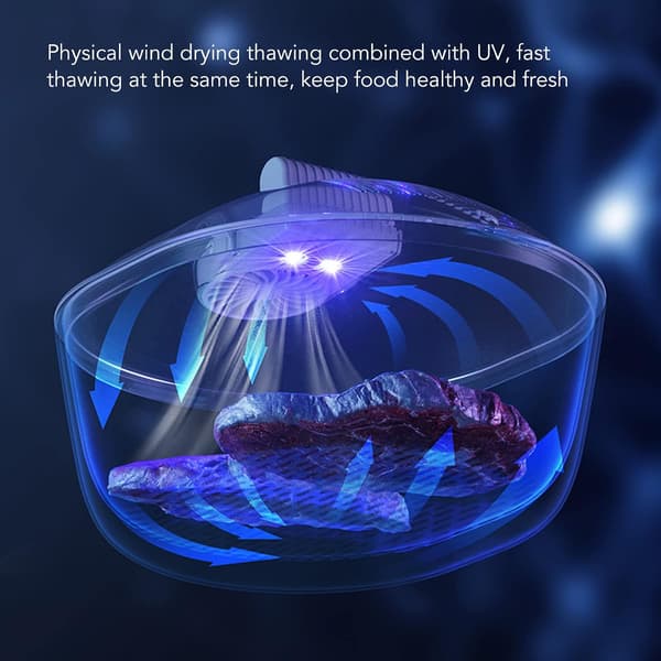 4-in-1 Defroster: Household Kitchen Ice Thawing Appliance, Multifunctional Defroster for Frozen Meat with UV Sterilization and Drainage Function