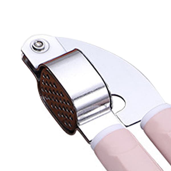 Stainless Steel Garlic Press with Plastic Handle Easy to Press and Clean Garlic Chopper for Kitchen Pink