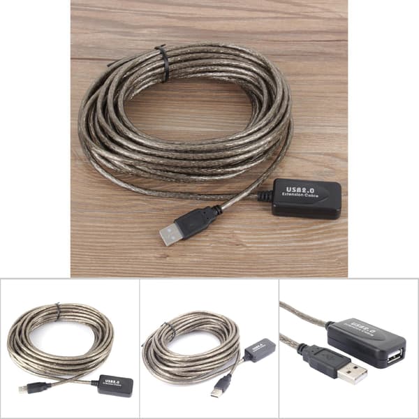 5M USB 2.0 Type A uros-naaras-jatkojohto, musta