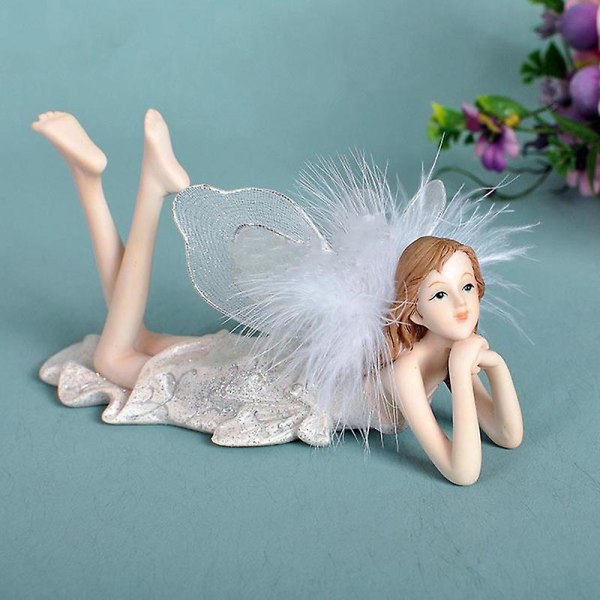 Resin Fairy Figurines Lovely Girl Angel Staty Creative Desktop Ornament Garden Outdoor Indoor Decor Kneeling Position