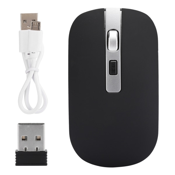 2.4G Trådløs Mus Ergonomisk 1600 DPI Høy Oppløsning USB Lading Datatilbehør Svart