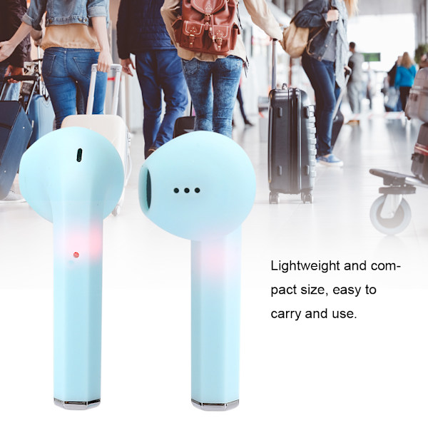 Bluetooth Headset Stereofonisk Brusreducering Touch Vattentät Svettsäker TWS Hörlurblå