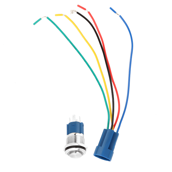 12V 0,6 tommer LED-lys Trykknap Selvlåsende Selvtilbageførende Vandafvisende Toggle Switch Blåt Lys