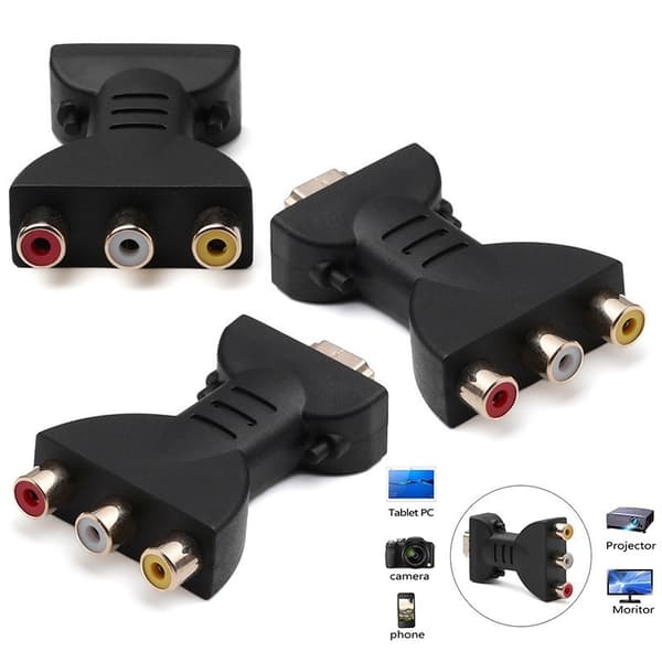 HDMI til 3RCA rød, gul og hvit lotus hodeomformer HDMI til AV 3RCA-adapter HDMI til AV