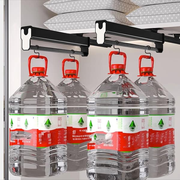 Extendable Clothes Rail, Extendable Trouser Hanger, Extendable Trouser Rack, Mirror Handle, Buffer Rail, Top-Mounted Rail, for Wardrobe