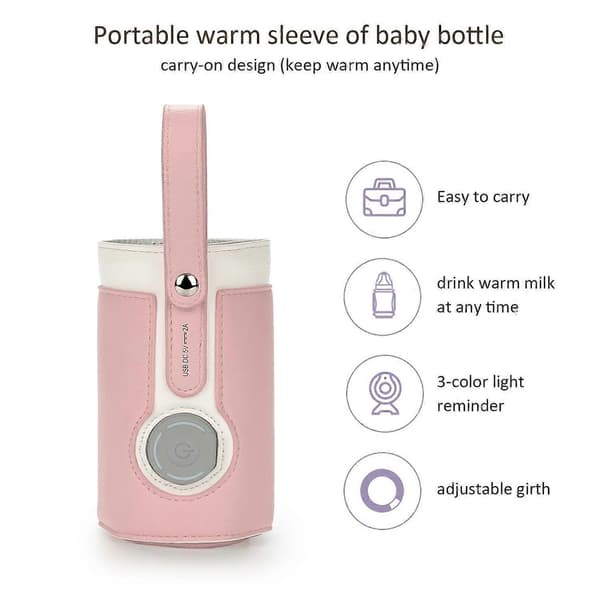 Babyflaskevarmer via USB-kabel til de fleste lyserøde