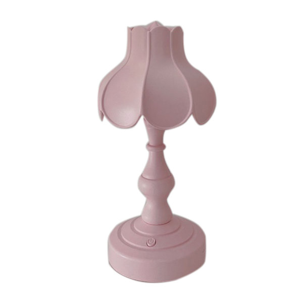 Bordlampe Retro Lotusblad Genial Nydelig 3 Lys Kilder Liten Bord Nattlampe for Jenter Soverom Rosa