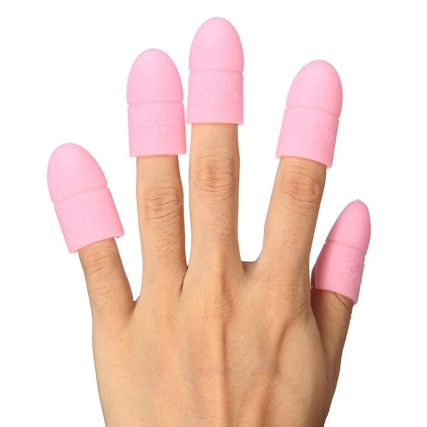 Reusable Silicone Nail Soakers for Gel Polish Removal - 10 Pieces, Hot Pink