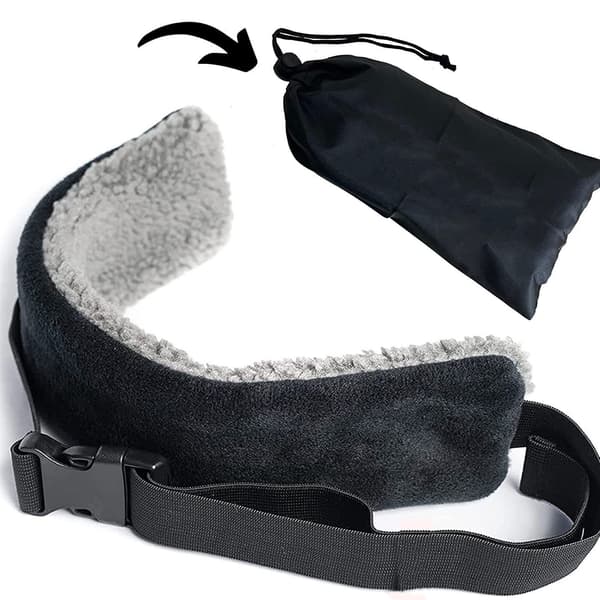 Retractable Travel Pillows with Head Strap for Car and Airplane, Compact and Comfortable Upright Airplane Pillows that Prevent Head Shaking