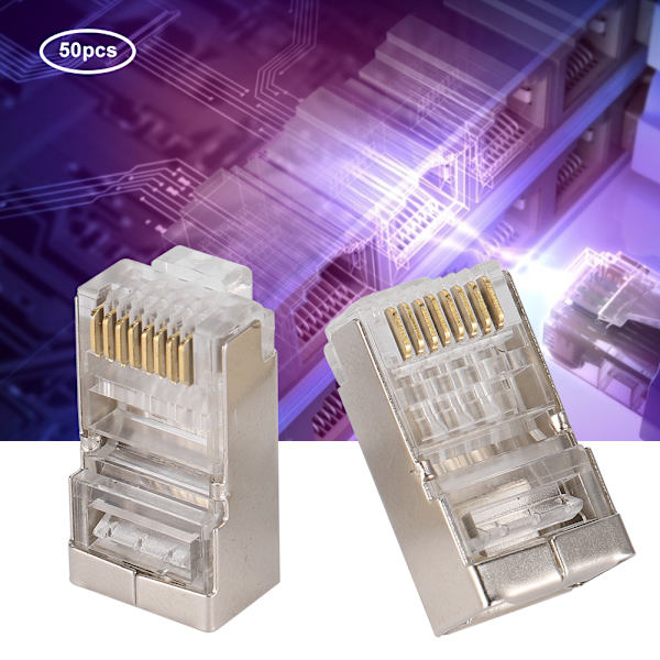 50st Cat6 RJ45 Kontakt Ethernet Nätverkskabel Modulär Anslutning 8P8C Guldpläterad