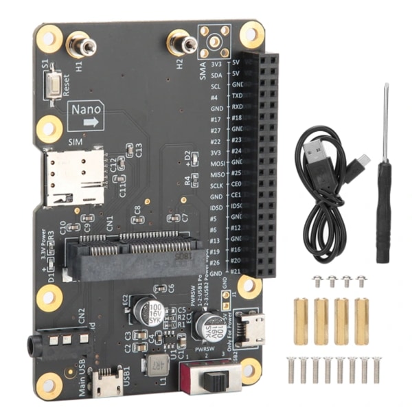 3G/4G LTE -pohjahattu Raspberry Pi 4/3/2/B+ -moduulille, datakortti USB:n kautta SIM-kortilla