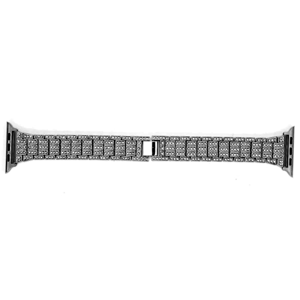 Metallarmband med 5 rader strass, ersättningsarmband lämpligt för IOS Watch 42mm / 44mm Svart