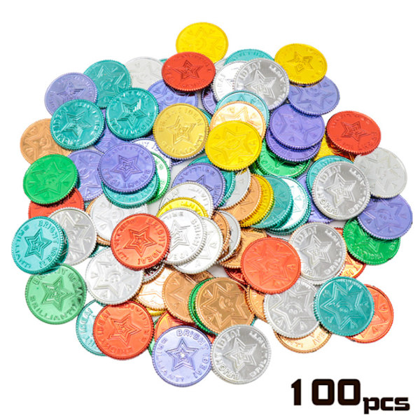 100PCS Pirate Gold Coins Plastic Gold Coins Toy Treasure Game for Christmas Activity