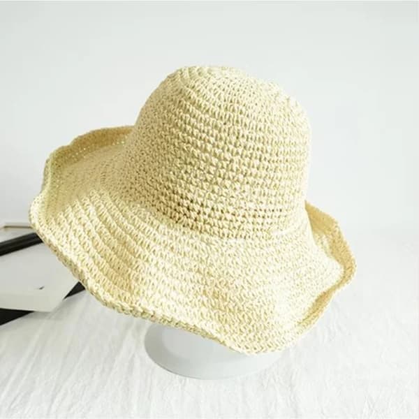 Sammenfoldelig stråhat til kvinder, sammenfoldelig bred stråhat - sommer & strand, damesolhat til sommeren 57-59 cm brun